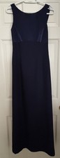 Papell Boutique Full Length Partial Open Back Evening Gown Womens Size 6 Navy
