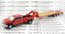 Greenlight Red 2022 GMC SIERRA 3500 3500HD SLT Dually Pickup w/Gooseneck Trailer