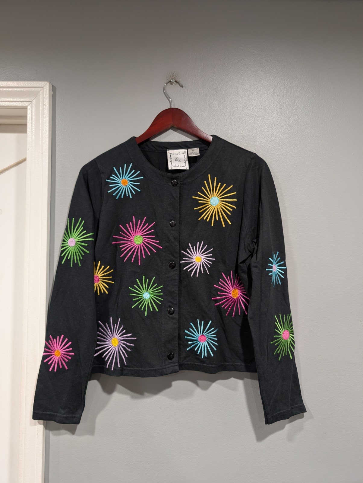 Michael Simon Embroidered Button Front Fireworks … - image 1