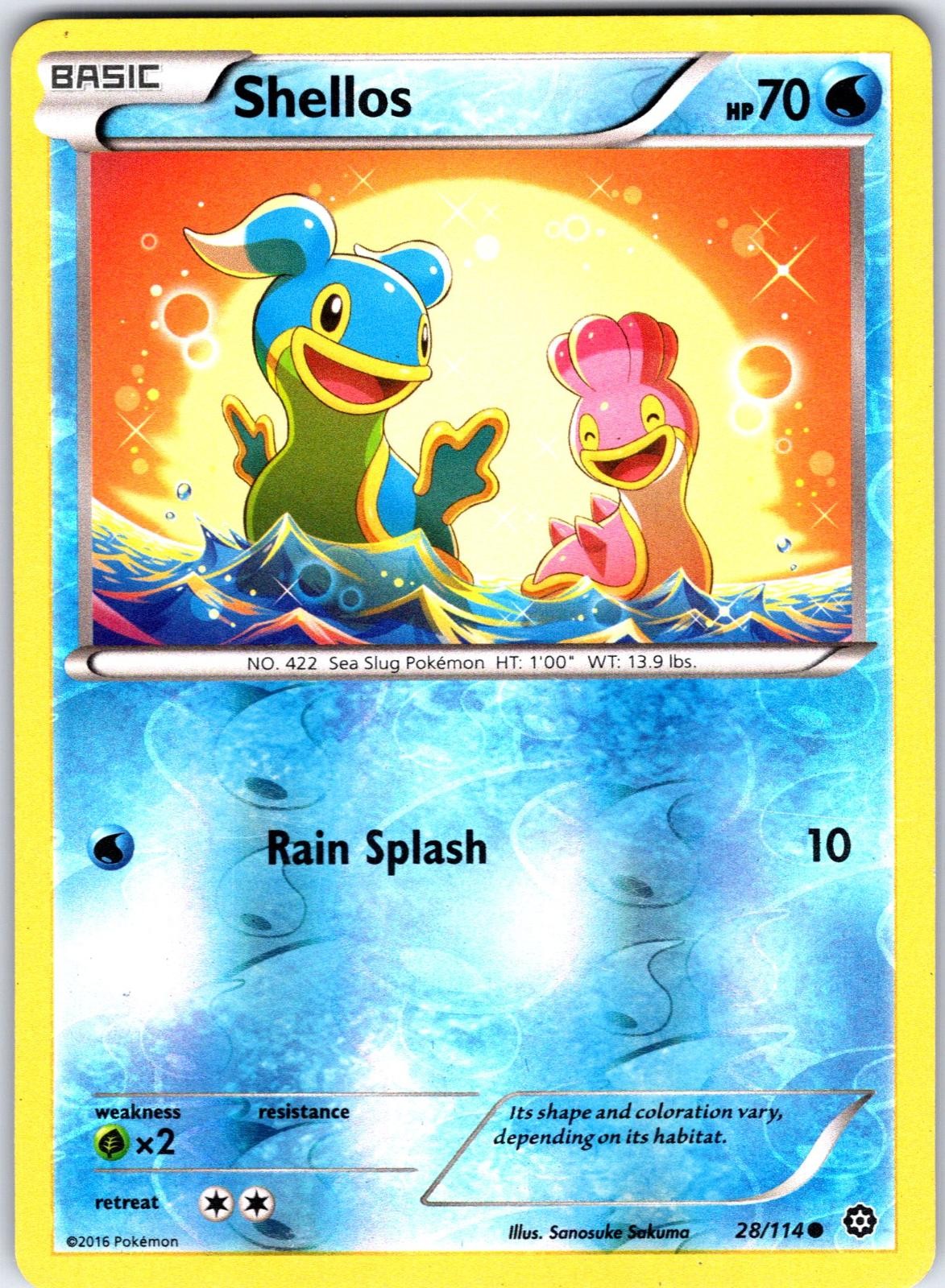 Shellos 28/114 Common Steam Siege Pokemon Reverse Holo Lightly Played