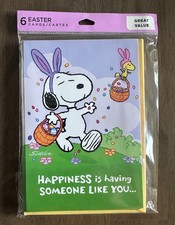 Hallmark Snoopy  Woodstock Easter Greeting Cards Pack of 6 Peanuts NEW