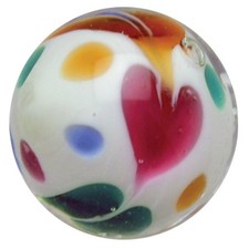 22mm SONNET Heart White Green Blue Pink Handmade Glass Marble 7/8 SHOOTER Stand
