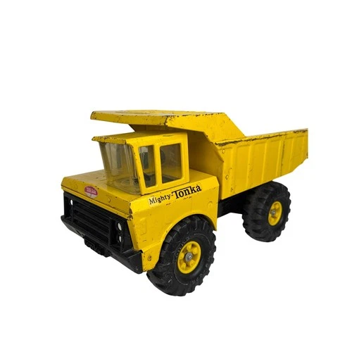 Vintage Mighty Tonka Dump Truck Yellow Pressed Steel Construction Toy 19" USA