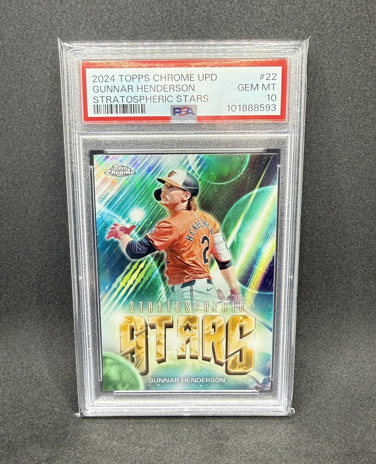 2024 Topps Chrome Update GUNNAR HENDERSON Stratospheric Stars Refractor PSA 10