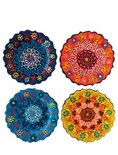 4-Piece 5-Inch Handmade Turkish Ceramic Plate Set – Wall & Table Decor & Jewe...