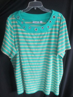 QUACKER FACTORY - 3X - SPLENDID RHINESTONED COLLAR BOAT NECK PULLOVER TOP NW0T