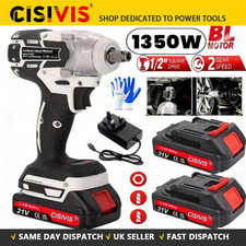 1000Nm 1/2" Cordless Electric Impact Wrench Drill Gun Ratchet Driver w-2 Battery