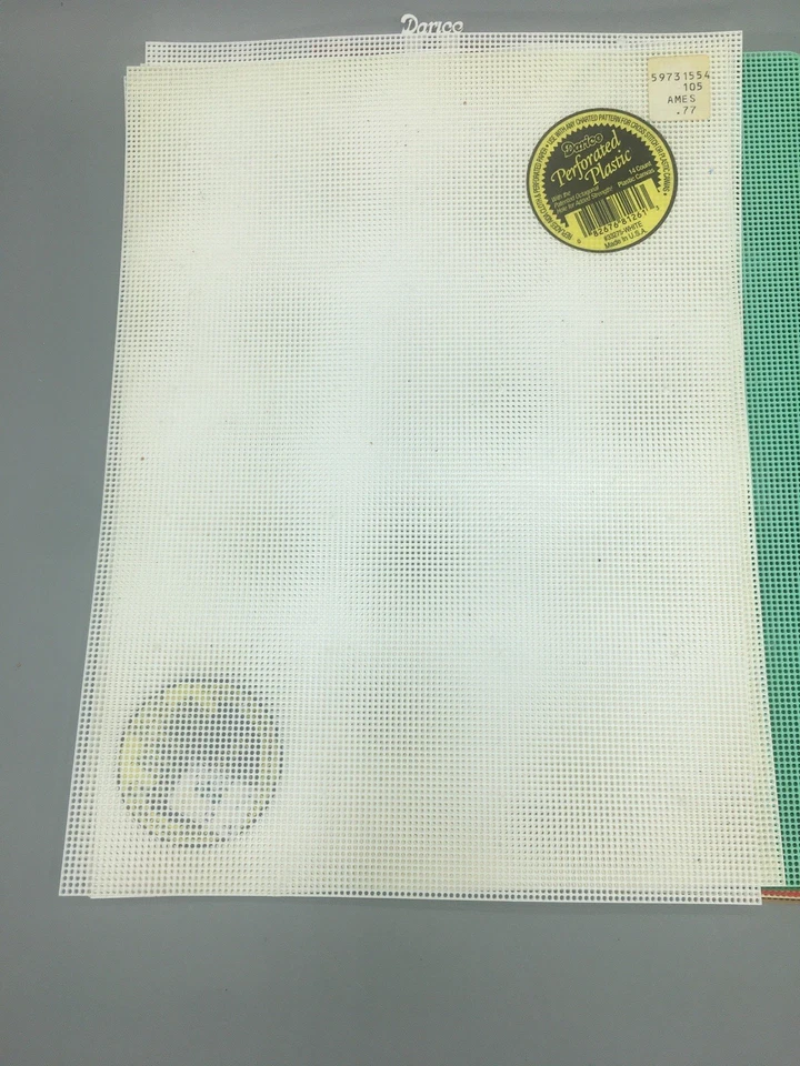 12 Old Plastic Mesh Cross Stitch Sheets 14 Count Darice Vintage Ames - Image 3 of 4