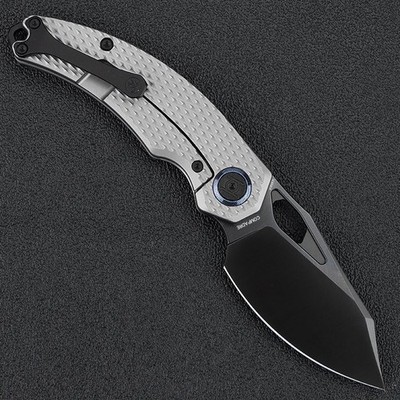 Kunwu Knives Compadre Folding Knife 3'' Black Vanax Steel Blade Titanium Handle