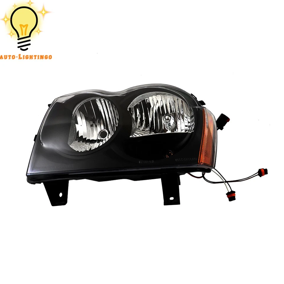 Headlight Black For Jeep Grand Cherokee 2005-2006-2007 Left+Right Side Halogen - Image 4 of 4