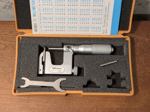 MITUTOYO 0-1 Inch MULTI ANVIL MICROMETER NO 117-107 w/ CASE - Picture 2 of 9