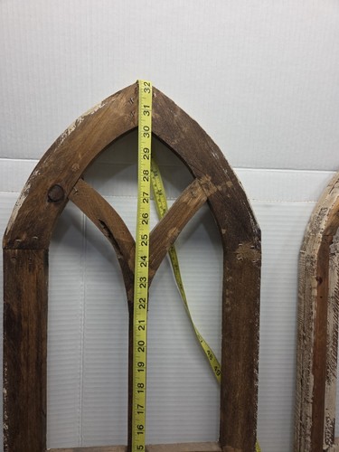 Rustic Farmhouse Wood Arches Wall Decor Brown Distressed Set Of Two 12" x 32" - Picture 15 of 18