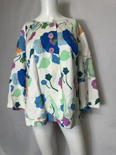 Avenue Floral Artsy Blazer Jacket  Size 24  Multicolor 3/4 Sleeves- Linen