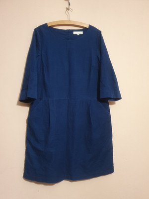Seasalt Cornwall Light Shadow Dress 14 Blue 3/4 Sleeve with Pockets