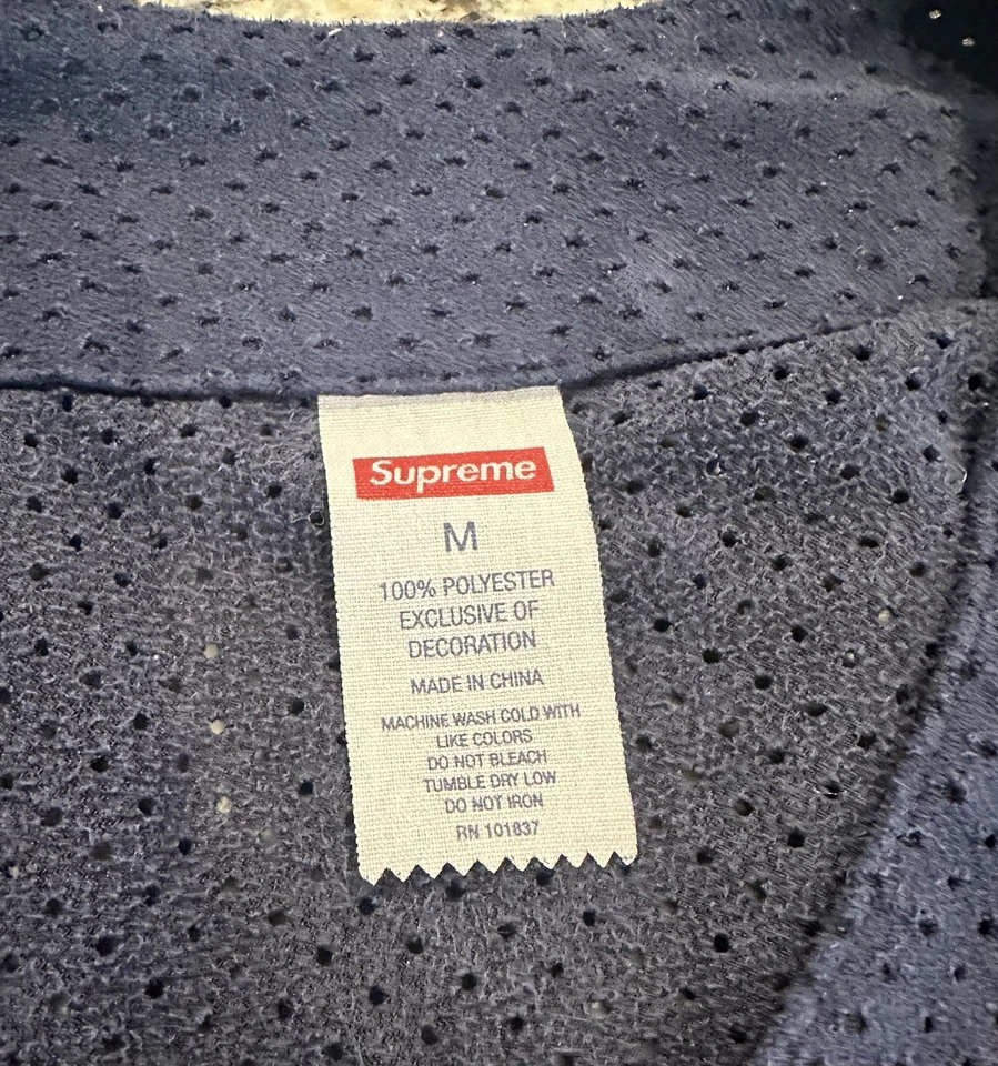 Camiseta de béisbol Supreme Ultrasuede malla negra azul marino talla M - usada Foto 2 de 3