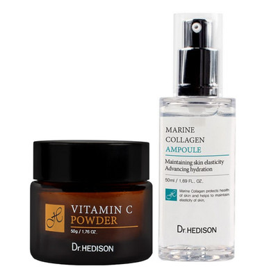 Dr. Hedison Pure 100% Vitamin C Powder 50g + Marine Collagen Ampoule 50ml