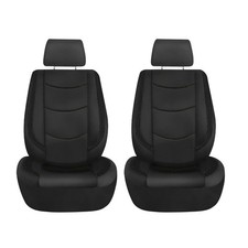Leather Universal Seat Covers For Car Truck Suv Van 2pcs Front Seats All Black