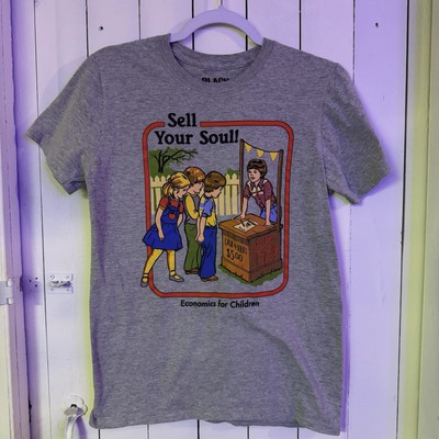 Black Matter Sell Your Soul Economics For Children T-Shirt Size Small  Gray Mens