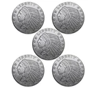 Lot of 5 (5) 0.10 (1/10) Troy Ounce .999 Silver 1929 Incuse Indian Round