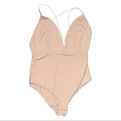 Makers of Dreams Open Back Plunge Neck Strappy Bodysuit Women s Size Small Pink