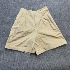 VTG Polo Ralph Lauren Shorts Womens 10 Khaki Twill Pleated High Rise Preppy 90s