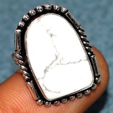 925 Silver Plated Howlite Ring US 6 Boho Jewelry Fashion Forwarded Jewelry GW