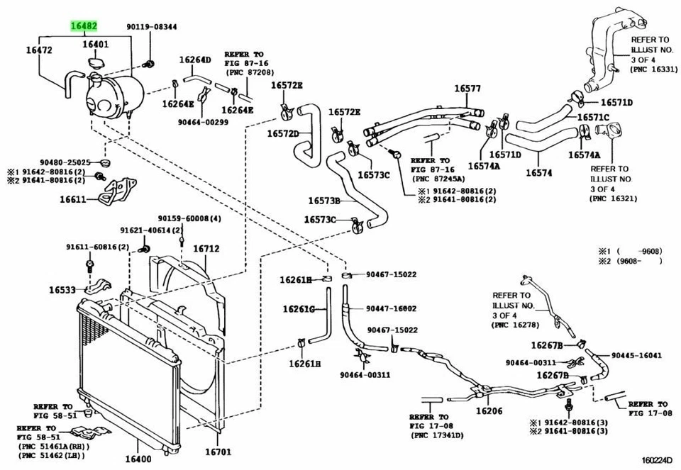 Tanque de reserva de radiador Estima Previa 1991-1999 fabricante de equipos originales Toyota 16480-76013 genuino nuevo Foto 2 de 3