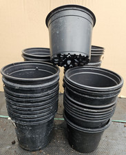 BOX OF 50 / Black 1 Litre Used Round Hard Plastic Growing Pots Plants Seeds Pots