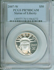 2007-W $50 PLATINUM STATUE LIBERTY 1/2 Oz. PCGS PF70 PROOF PR70 3903.70 per troy oz