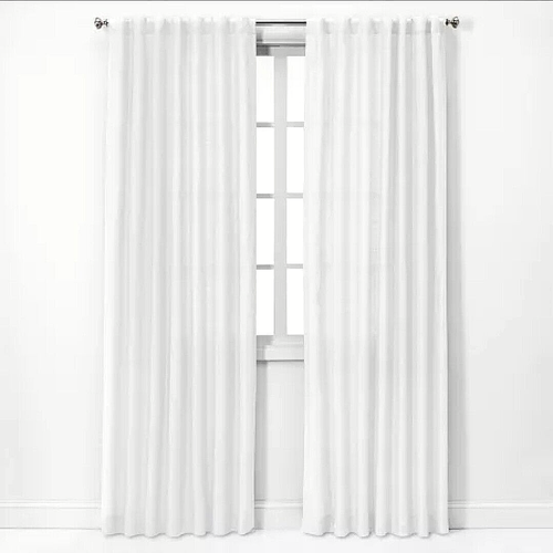 1 Pair 54 x 95 Light Filtering 100% Linen Curtain Panels - White - Threshold - Picture 8 of 10