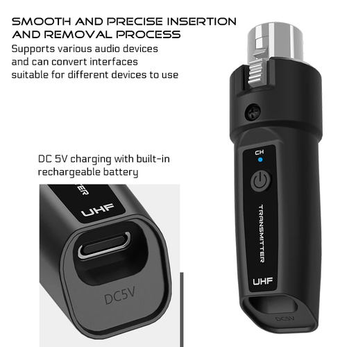 Wired to Wireless Microphone System Converter Transmitter Receiver Rechargeable - Picture 4 of 8