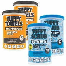 Tuffy Towels 4 Combo Pack - Heavy-Duty Scrub and Multi-Purpose Citrus Cleaning