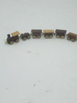 Dollhouse Miniature Wooden Toy Train With Brass Wheels Nursery Child s