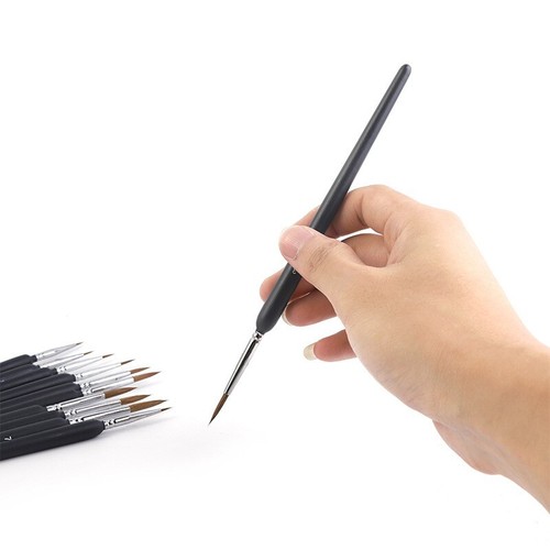 9 Pcs Fine Detail Paint Brush Set Watercolor Nail Scale Model Miniature Painting - Picture 13 of 23