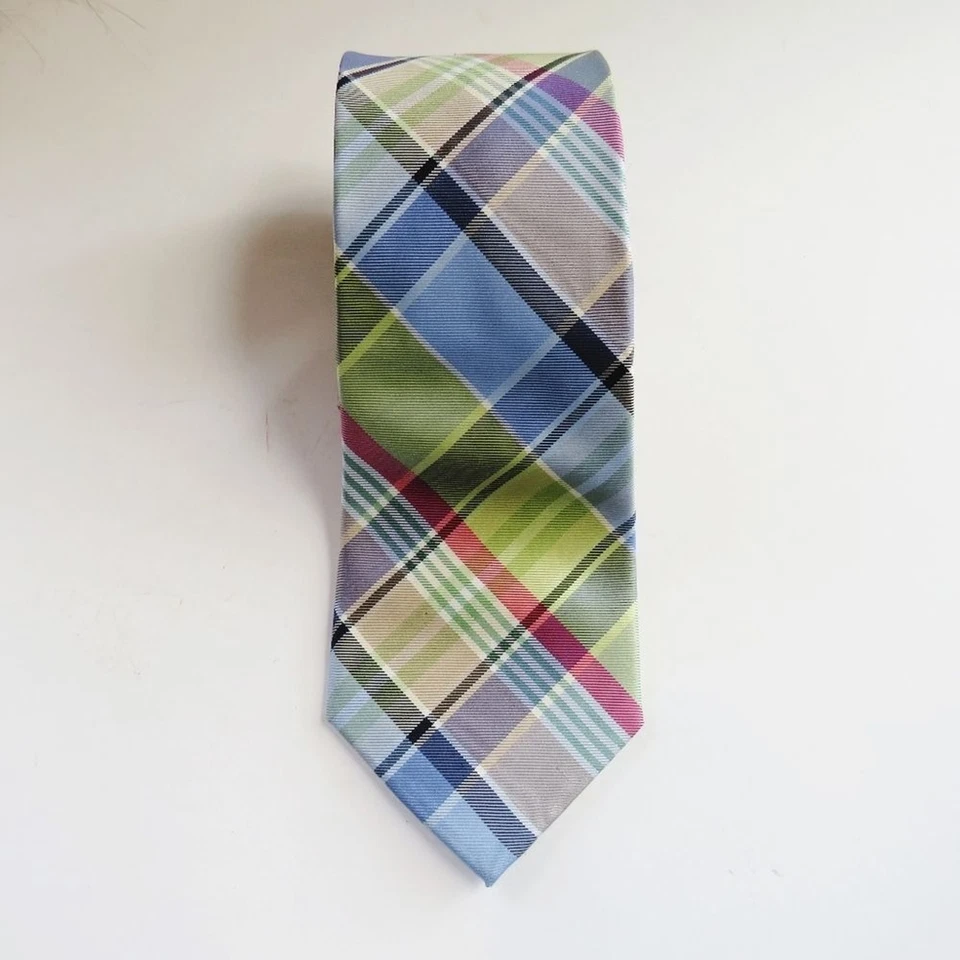 Corbata larga a cuadros vintage para hombre 60" Tommy Hilfiger azul rojo verde Foto 2 de 4