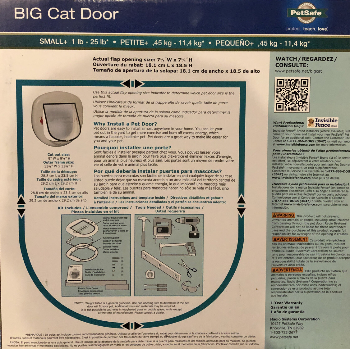 PetSafe Big Cat/Small Dog Pet Door up to 25 lbs For Doors and Windows