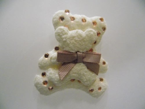 APPLICAZIONE PATCH TOPPA DECORAZIONE ORSETTO PELOSO IMBOTTITO CON STRASS ROSA