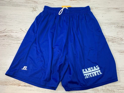 NWT Kansas Jayhawks Athletic Sweats Shorts Lounge Casual Blue Size Large Russell