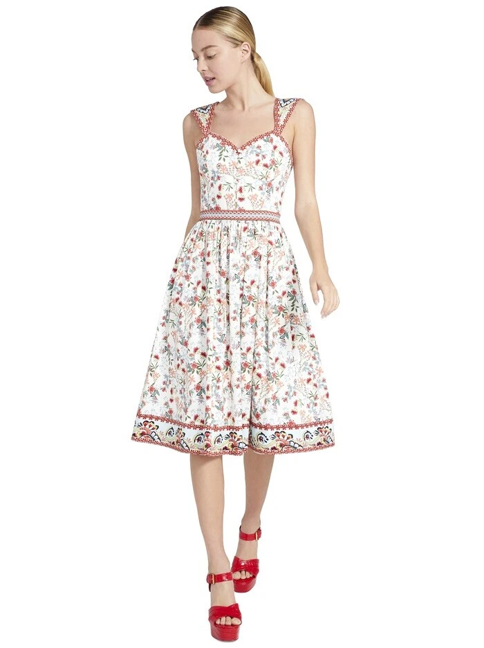 VALENTINO Abito midi Alice + Olivia Portia Sweetheart floreale taglia 14 nuovo senza etichette