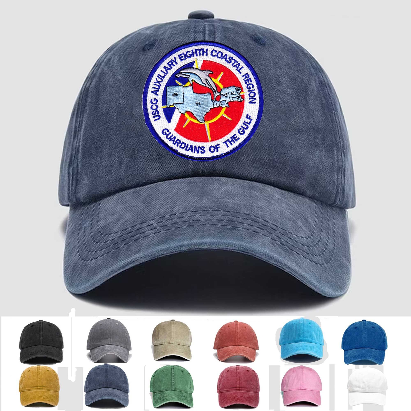 Custom Embroidered Hat Auxiliary Eighth Coastal Region - Guardians Of The Gulf