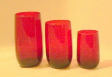Anchor Hocking Roly Poly Ruby Red 8-Iced Tea, 8-Tumbler, 8-Juice Glasses