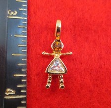 14KT GOLD EP GIRL NOVEMBER YELLOW CRYSTAL SMALL BIRTHSTONE KIDS PENDANT CHARM