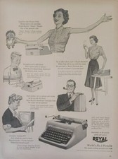 1953 vintage Royal typewriter Print Ad. portable electric. Post WWll. thumbnail