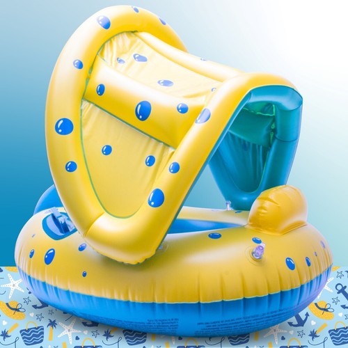 Baby Schwimmring Aufblasbar Schwimmring mit Sonnenschutz Sommer Schwimmreifen - Bild 5 von 9