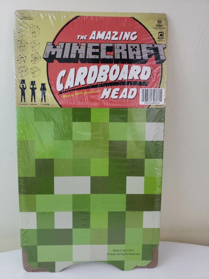 The Amazing Minecraft Cardboard Head Jinx Costume Mask Accessory Costume NEW NIP - Image 2 of 4