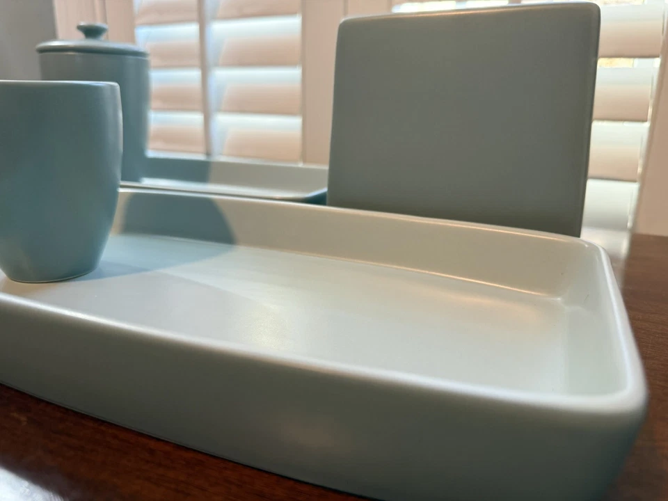 Juego de tocador de baño de herrajes de restauración bandejas taza con tapa tarro caja de pañuelos ¡JUEGO! Foto 4 de 4