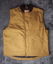 Red Kap Vest Men's Size XL Tan Brown Canvas Button Up Vintage