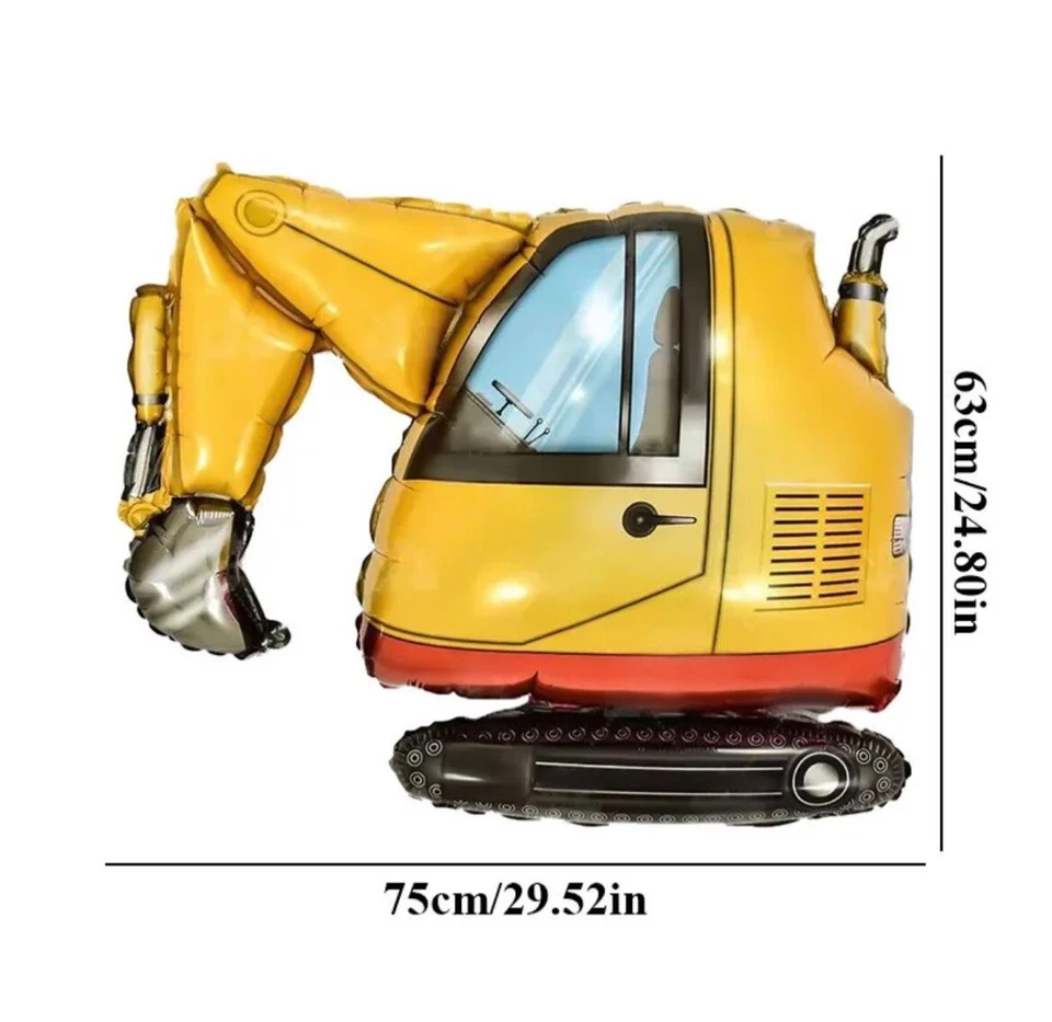 Juego de 4 piezas de globo excavador de vehículos de construcción niños decoraciones de fiesta de cumpleaños Foto 4 de 4