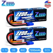 2x Zeee 3S LiPo Battery 7200mAh 11.1V 80C EC5 for LOSI RC Car Truck Boat Buggy 