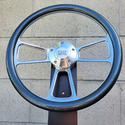 14 Billet Double Barrel Black Half Wrap Steering Wheel Licensed GMC